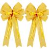 Hongsome 2 Pcs Large Yellow Easter Wreath Bow Decor, Classic Glitter String & Burlap Ribbon, Spring/Summer/Autumn/Winter Tree Topper Bows view 1