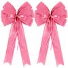 2 Pcs Large Pink Easter Wreath Bows Decor,Spring Tree Topper Bow Decorations with Pink Burlap and Glitter String for Chridtmas Tree Holiday Home Front Door Outdoor view 1