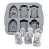 Wet.co 6-Grid Tombstone Halloween Soap Chocolate Dessert Plastic Ice Making Mold. Grey view 1