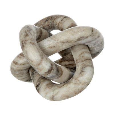 A&B Home Decorative Marble Chain Link - 3 Chain Knot Tabletop Home Decor, Bedroom Living Room Entryway Coffee Table Accent Piece, Cream, 6" x 6" x 6"