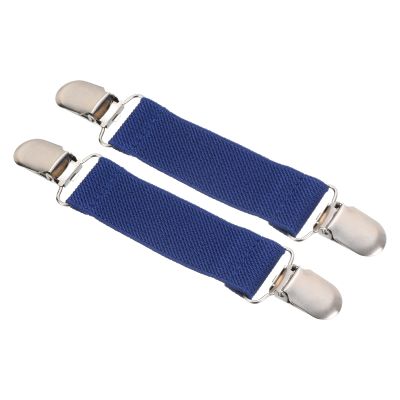 PATIKIL Hat Clip for Travel, 2Pcs Elastic Webbing Strap Hanging Buckle Glove Mitten Clips with Double Side Metal Clip for Keys Bed Sheet Sleeves Shawl, Blue