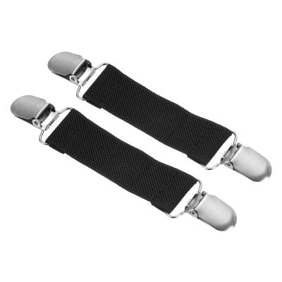 PATIKIL Hat Clip for Travel, 2Pcs Elastic Webbing Strap Hanging Buckle Glove Mitten Clips with Double Side Metal Clip for Keys Bed Sheet Sleeves Shawl, Black