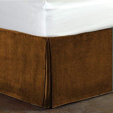 Crown Bedding Wrap Around Bed Skirt Chocolate Color Valvet Bed Skirt 12 inch Drop Length Bed Skirt Dust Ruffle with Split Corners Queen XL. (60 x 84)