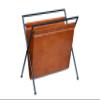 VISHWA CUERO ART folding leather magazine rack brown leather magazine and paper holder news paper holder with metal rack view 1