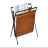 VISHWA CUERO ART folding leather magazine rack brown leather magazine and paper holder news paper holder with metal rack view 2