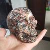 HXSCOO 1PC 500-600G Natural Flower Leopard Print Quartz Crystal Hand Carved Skull Carving Reiki Healing Skulls for Decorate view 1