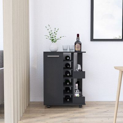 Bar Cart Wells, Four Casters - Black