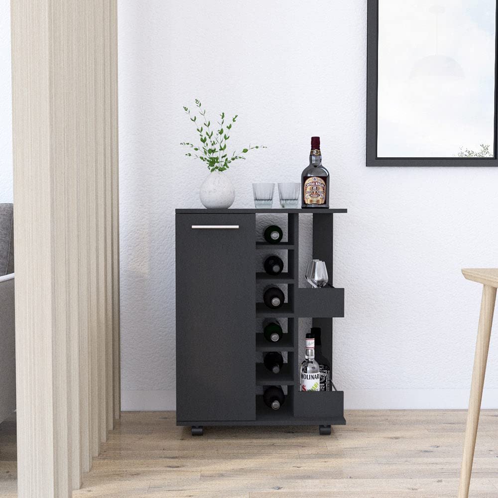 Bar Cart Wells, Four Casters - Black