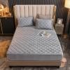 FCLDESHOP Bedding Fitted Sheet Deep Pocket,Thickened Crystal Velvet Quilted Keep Warm Fitted Sheet, Solid Color Deep Pocket Mattress Protector Mattress Topper,Grey,150 * 190cm+15cm view 1