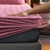 FCLDESHOP Bedding Fitted Sheet Deep Pocket,Thickened Crystal Velvet Quilted Keep Warm Fitted Sheet, Solid Color Deep Pocket Mattress Protector Mattress Topper,Grey,150 * 190cm+15cm view 2