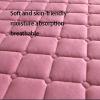 FCLDESHOP Bedding Fitted Sheet Deep Pocket,Thickened Crystal Velvet Quilted Keep Warm Fitted Sheet, Solid Color Deep Pocket Mattress Protector Mattress Topper,Grey,150 * 190cm+15cm view 4