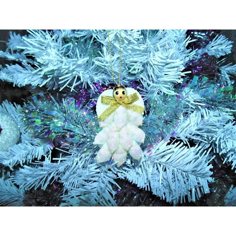 1 Pcs Christmas Real Glitter White Cirithium & Heart Cockle Sea Shell Ornament