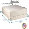 DS Solutions USA Grandeur Deluxe Twin Size 2-Sided Mattress and Low 5" Height Box Spring Set with Mattress Cover view 2