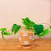 Iced Coffee Glass Cup with Bamboo Lid and Straw | 16oz Beer Can Glass | beer glass Cup | Can Shaped Glass Soda Can Cup | Retro flowers white Glass Cup, Beer Glass Can, Glass Coffee Cup view 3