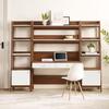 Modway 3-Piece Home Office Desk and Bookshelf Display Case in Walnut White view 2