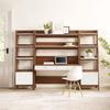 Modway 3-Piece Home Office Desk and Bookshelf Display Case in Walnut White view 4