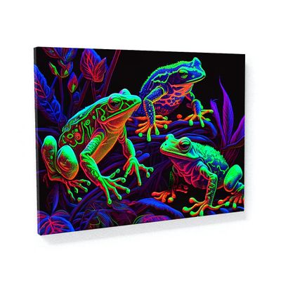 Sense Canvas Trippy Psychedelic Frogs 72 Canvas Art - Home Decor Wall Art Print Poster Painting Small 16x12 / 0.75"
