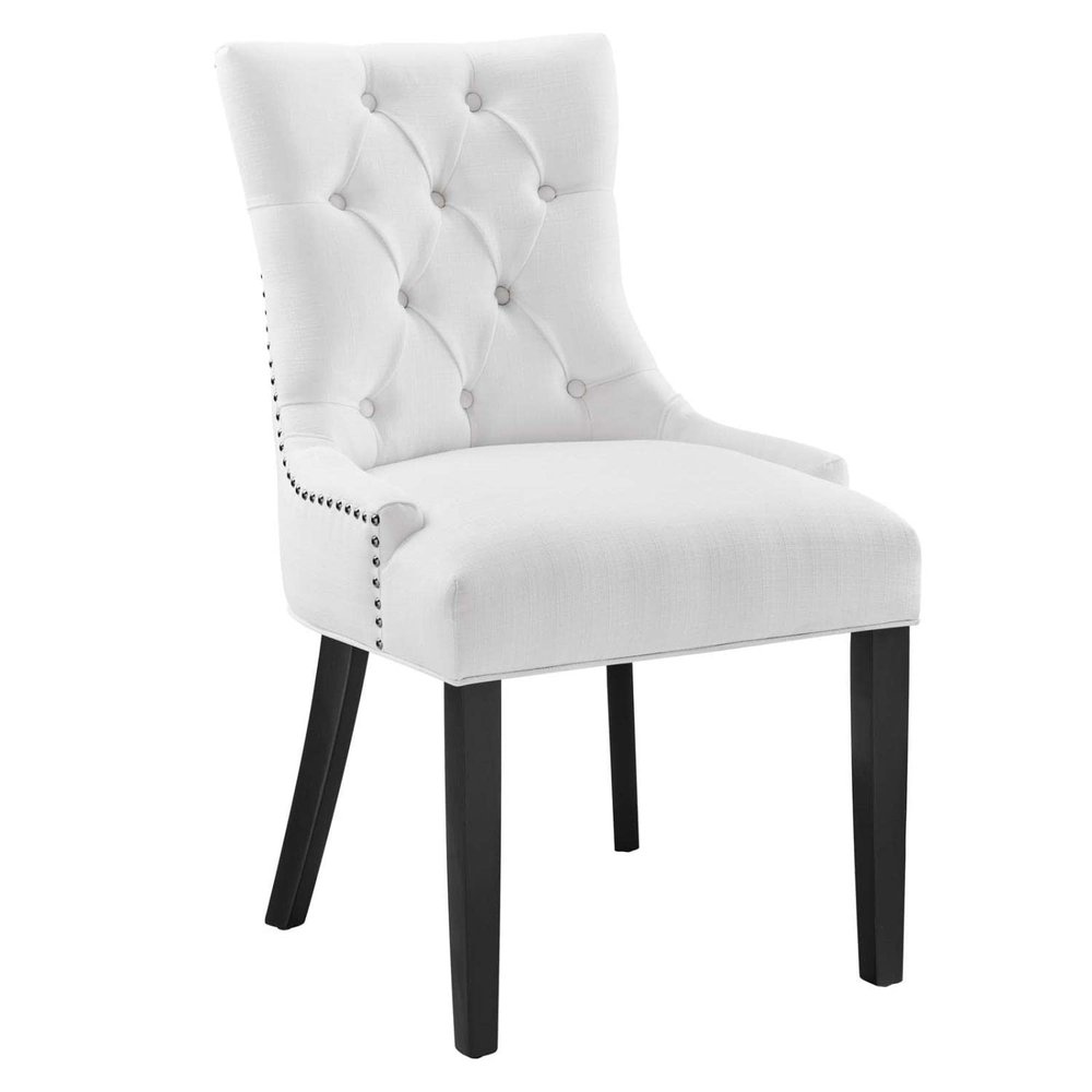 Modway Regent Button Tufted Upholstered Fabric Dining Chair in White