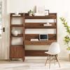 Modway 2-Piece Home Office Desk and Bookshelf Display Case in Walnut view 2