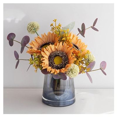Artificial Flowers Simulation Flower Sunflower Floral Decoration Set Living Room Dining Table Balcony Shop Floral Decoration can be Given to Friends Colleagues and Sisters Flower Decoration ( Color :