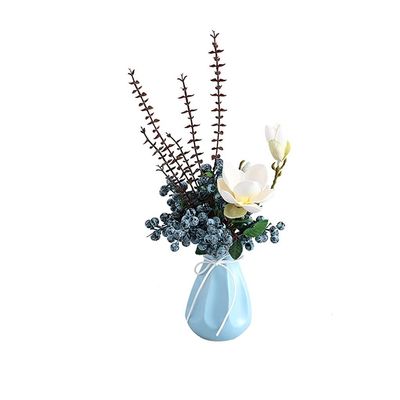 Artificial Flowers Simulation Bouquet Holly Fruit Acacia Bean Ornaments Rich Blueberry Home Living Room Dining Table Desktop Decoration Artificial Flower Furnishings Flower Decoration ( Color : Bigblu