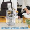 CALLARON Kitchen Cutter Rack Stylish Desktop Holder for Utensils Cutlery Organizer Water Tray Design Space-saving Storage for Kitchen Countertop Grey view 2