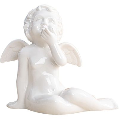 Gadpiparty Ceramic Angel Statue Cupid Figurine God of Love Angel Figurines Memorial Statue Desktop Home Decoration for Home Car Wedding Housewarming White