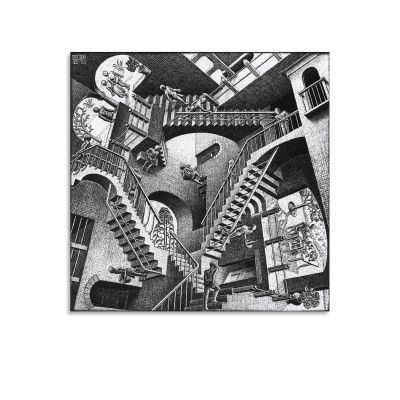 AAOTE Stairs - by M.C. Escher Painting Art Posters Poster Decorative Painting Canvas Wall Art Living Room Posters Bedroom Painting 20x20inch(50x50cm)