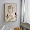 BOOMLATU Romantic Bow Wall Mounted Candle Sconces Wood Wall Art Wall Decoration,2 Arms Metal Candle Holders for Living Room Fireplace Yard Pathway,White view 4