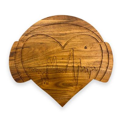 Affinity Decor Valentine's Day Gifts Organic Acacia kitchen Cutting Chopping Charcuterie Board Platter Butcher Block for Cheese and Vegetables Meat (Musical Heart Board 9.2"L x 10.3"W)