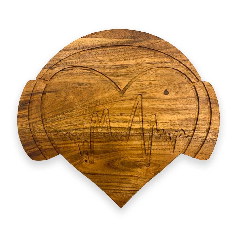 Affinity Decor Valentine's Day Gifts Organic Acacia kitchen Cutting Chopping Charcuterie Board Platter Butcher Block for Cheese and Vegetables Meat (Musical Heart Board 9.2"L x 10.3"W)