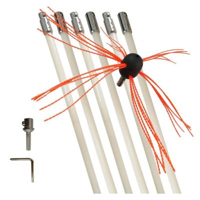 chimney sweep kit Chimney Cleaning Kit With 6/8/10/12 Rods, Chimney Brush, 26Ft Chimney Sweep Kit, Electrical Rotary Drill Drive Sweeping Cleaning Tool Kits For Sweeping Fireplace ( Color : Orange , S