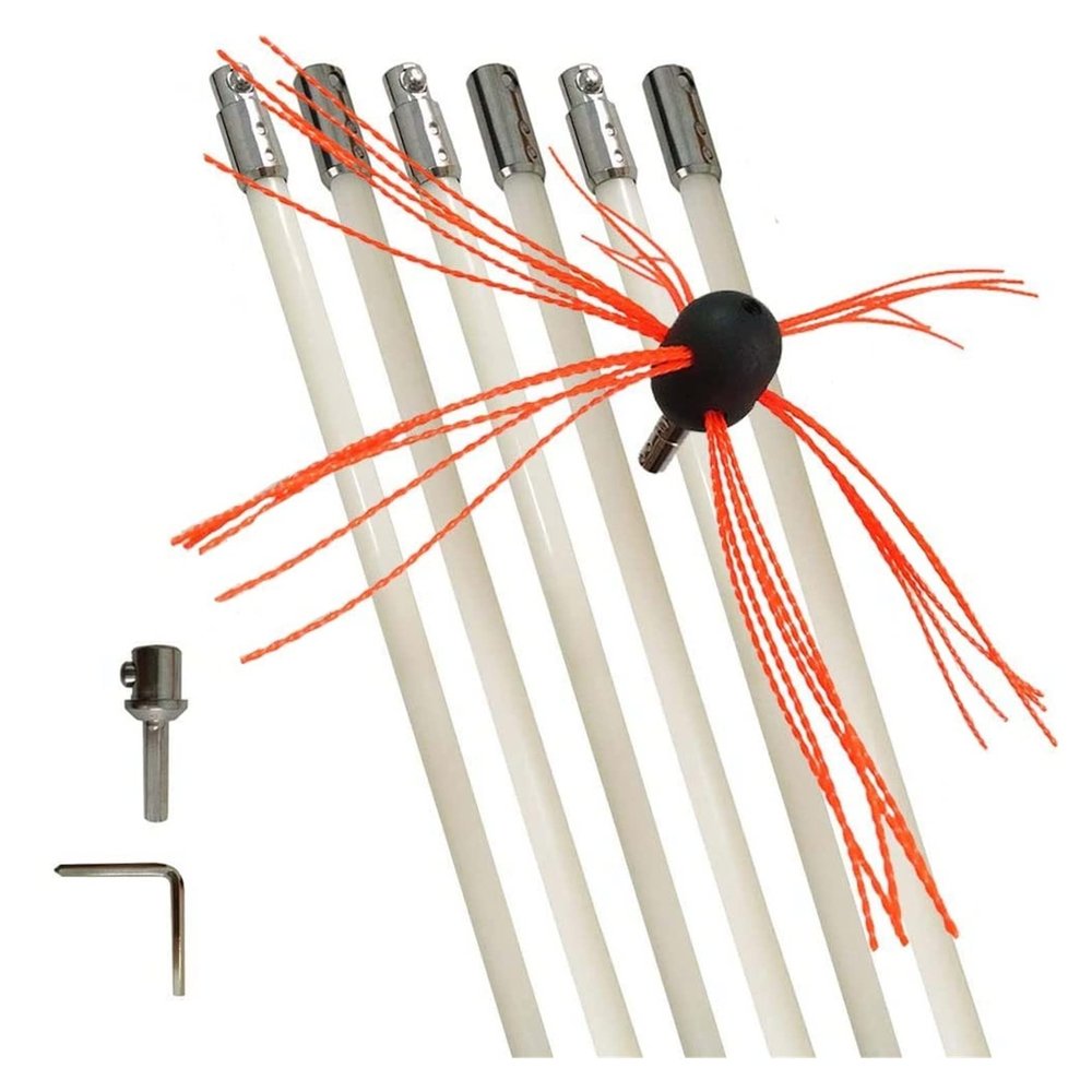 chimney sweep kit Chimney Cleaning Kit With 6/8/10/12 Rods, Chimney Brush, 26Ft Chimney Sweep Kit, Electrical Rotary Drill Drive Sweeping Cleaning Tool Kits For Sweeping Fireplace ( Color : Orange , S
