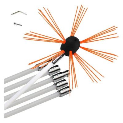 chimney sweep kit Chimney Brush, 26Ft Chimney Sweep Kit, 6/8/10/12 Nylon Flexible Rods Electrical Rotary Drill Drive Sweeping Cleaning Tool Kits For Sweeping Fireplace ( Color : Orange , Size : 6 m )