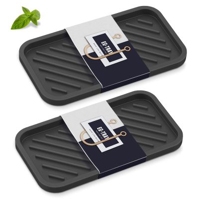 EG-SIPRO Kitchen Sink Organizer Tray,Sponge Holder for Kitchen Sink Bathroom Counter Tray Sponge Caddy Silicone Soap Holder for Soap dispenser, Bottle, Dishwashing Accessories(2-pack)