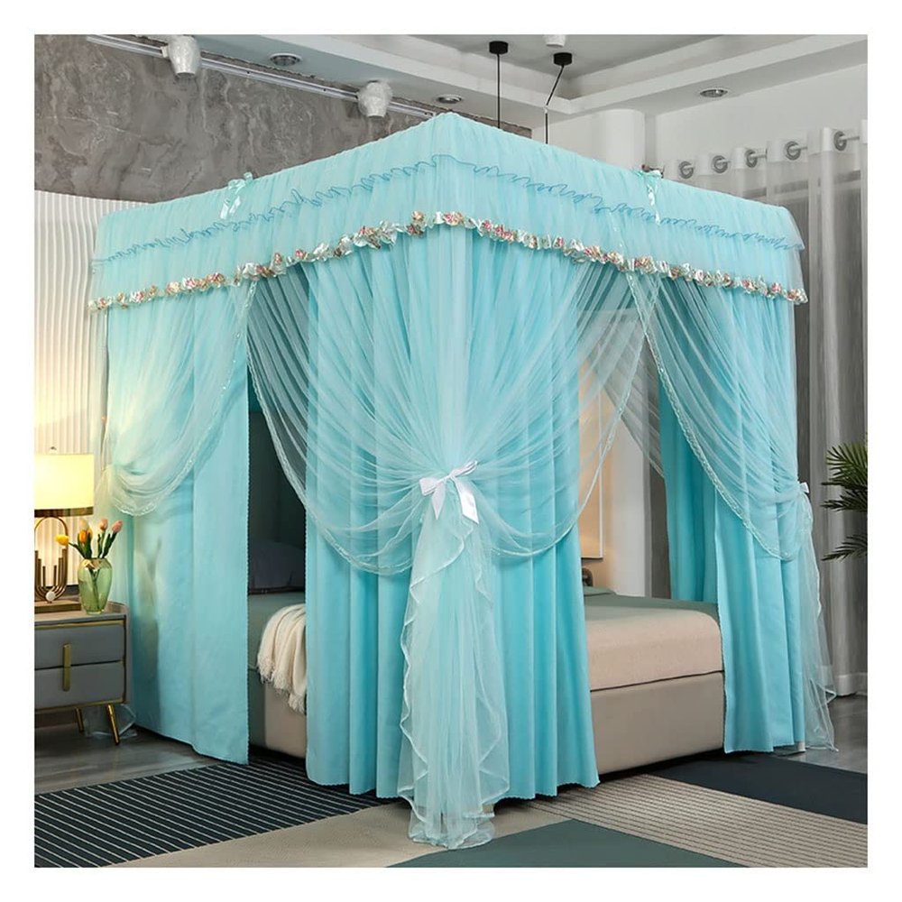 Bed Canopy Creative Princess Wind Bed Canopy, Light Proof, Wind Proof and Dust-Proof Curtain with Support, Easy to Install (Color : A5, Size : 120x200x200cm)