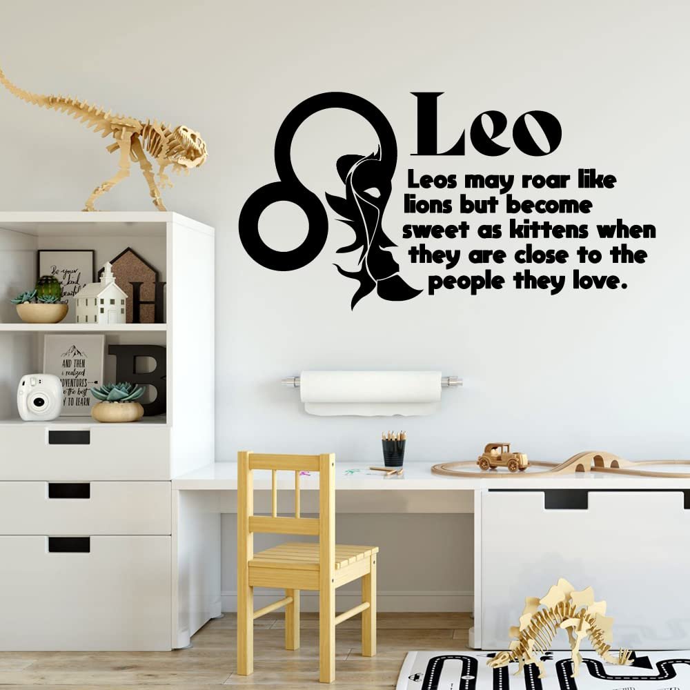 Leo Horoscope Zodiac Sign Fire Sign May Roar Like Lions But Sweet As Kittens Fire Sign Zodiac Bedroom Vinyl Wall Decal Quotes Sticker Kids Adult Girl Boy Room Bedroom Wall Decoration Size (24x40 inch)