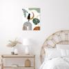 LB Mid Century Minimalist Canvas Wall Art, Black Cat with Abstract Moon and Green Leaves Canvas Art Wall Decor, Modern Abstract Decor for Living Room Bedroom Bathroom Ready to Hanging 12x16 Inches view 2
