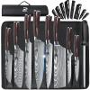 Dfito Chef Knife Sets with Roll Bag, 9 Pieces Professional Knife Set, High Carbon Stainless Steel Kitchen Chef Knife Set, Red Pakkawood Handle, Dishwasher Safe view 1