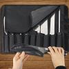 Dfito Chef Knife Sets with Roll Bag, 9 Pieces Professional Knife Set, High Carbon Stainless Steel Kitchen Chef Knife Set, Red Pakkawood Handle, Dishwasher Safe view 2