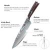 Dfito Chef Knife Sets with Roll Bag, 9 Pieces Professional Knife Set, High Carbon Stainless Steel Kitchen Chef Knife Set, Red Pakkawood Handle, Dishwasher Safe view 3