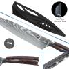 Dfito Chef Knife Sets with Roll Bag, 9 Pieces Professional Knife Set, High Carbon Stainless Steel Kitchen Chef Knife Set, Red Pakkawood Handle, Dishwasher Safe view 4
