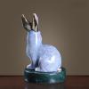 Brass Simulation White Rabbit Sculpture,Metal Copper Animal Zodiac Statue Model Crafts Desktop Ornament Bar Home Living Room Bookshelf Wine Cabinet Decor Accessories view 4