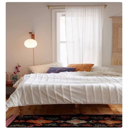 3 Pieces Tufted Cotton Duvet Cover Set Boho Bedding UO Comforter Cover with 2 Pillowcases, No Filler Included (White, Queen Size 90" x 90" Inches)