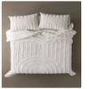 3 Pieces Tufted Cotton Duvet Cover Set Boho Bedding UO Comforter Cover with 2 Pillowcases, No Filler Included (White, Queen Size 90" x 90" Inches) view 2
