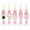 LUOZZY 5pcs Christmas Nutcracker Ornaments 13CM Xmas Wood Nutcracker Soldier Christmas Party Desktop Decor, Pink view 1