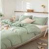 3 Pieces Sage Green Pom Pom Cotton Duvet Cover Set Boho Bedding UO Comforter Cover with 2 Pillowcases, No Filler Included (Sage Green, Queen Size 90" x 90" Inches) view 3