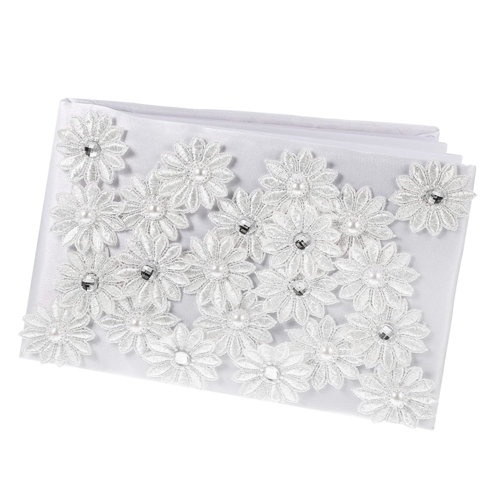 Homoyoyo Wedding attendance Book Guest Book for Party Sign in Vow Books for Wedding Bridal Shower guestbook Book Decorations White Decor Wedding Book for Guest Business Bride Cloth Flowers