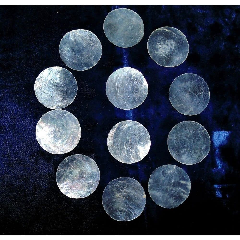 Twelve (12) 2" Round Cut White Capiz Sea Shells, Craft