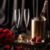 Barski Toasting Flute Glass - Champagne - Flutes - Set of 6 Crystal Glasses - Wedding Toasting Flutes - Black Stem - 11 oz Made in Europe view 3